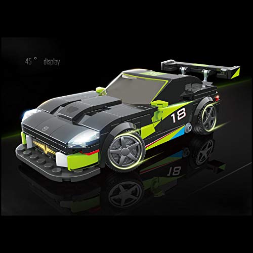 WWEI Cochecito deportivo de Technic, modelo Speed Champions de carreras, compatible con Lego, negro y verde, versión estática