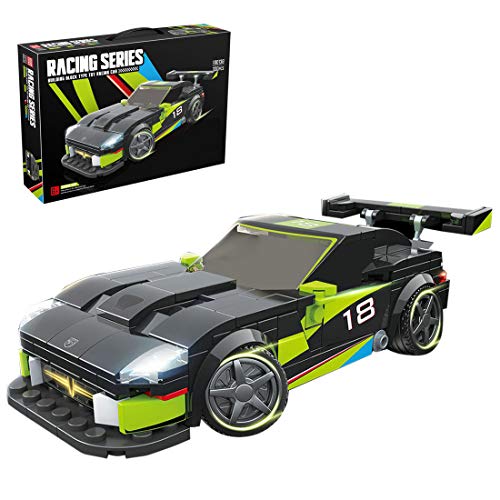 WWEI Cochecito deportivo de Technic, modelo Speed Champions de carreras, compatible con Lego, negro y verde, versión estática