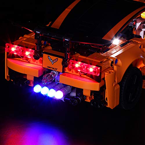 WWEI Iluminación LED personalizada para 42093, compatible con LEGO Technical Chevrolet Corvette ZR1, sin set Lego