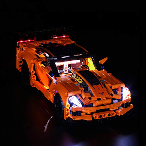 WWEI Iluminación LED personalizada para 42093, compatible con LEGO Technical Chevrolet Corvette ZR1, sin set Lego