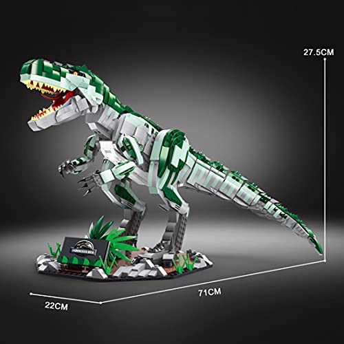 WWEI Juguete dinosaurio modelo de bloques de construcción con luz, serie dinosaurios Indominus Rex para niños, 2170 piezas de bloques de construcción compatible con Lego