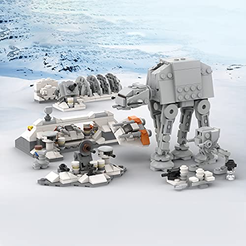 WWEI Modelo de nave espacial, Star War Assault on Hoth at & at-ST & Imperial Probe Droid & SnowSpeeder & Shield Generator, 567 bloques de construcción compatibles con Lego