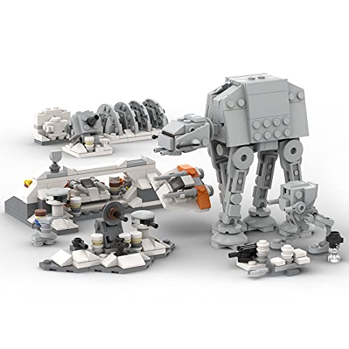 WWEI Modelo de nave espacial, Star War Assault on Hoth at & at-ST & Imperial Probe Droid & SnowSpeeder & Shield Generator, 567 bloques de construcción compatibles con Lego