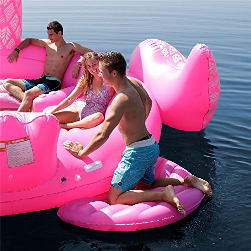 WXH Fiesta de Placer Bird Island Flotador de flamencos Gigantes, Piscina Inflable Balsa de salón para un Gran Paseo, 197 * 174 * 97"Playa de Verano, río, para hasta 6 Personas