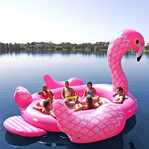 WXH Fiesta de Placer Bird Island Flotador de flamencos Gigantes, Piscina Inflable Balsa de salón para un Gran Paseo, 197 * 174 * 97"Playa de Verano, río, para hasta 6 Personas