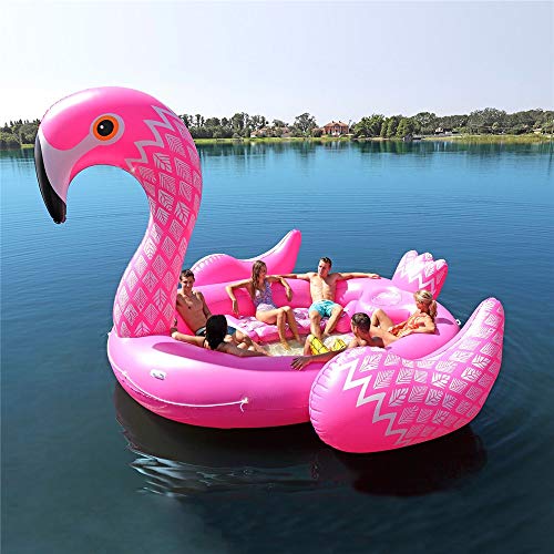 WXH Fiesta de Placer Bird Island Flotador de flamencos Gigantes, Piscina Inflable Balsa de salón para un Gran Paseo, 197 * 174 * 97"Playa de Verano, río, para hasta 6 Personas