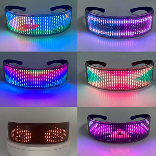 WYCY Persianas Luminosas LED Gafas Iluminadas Control de Aplicaciones Pantalla a Todo Color Gafas LED Gafas Luminosas USB para Disfraces de Halloween Fiesta Discotecas Fiesta de Cumpleaños