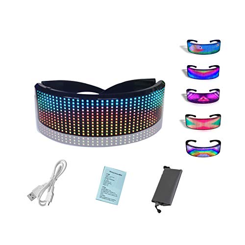 WYCY Persianas Luminosas LED Gafas Iluminadas Control de Aplicaciones Pantalla a Todo Color Gafas LED Gafas Luminosas USB para Disfraces de Halloween Fiesta Discotecas Fiesta de Cumpleaños