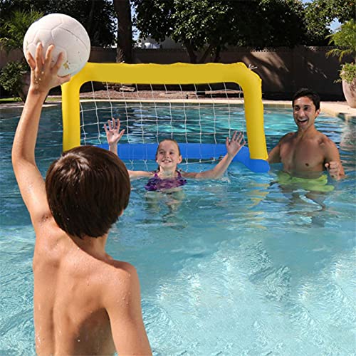 xianghaoshun Juego De Juegos De Voleibol De Piscina Inflable, Juego De Aro Flotante, Conjunto De Flotadores De La Piscina Inflable, Red De Voleibol con Arcos De Baloncesto, Bolas Incluidas