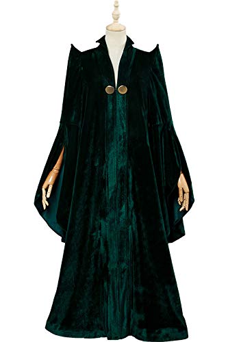 xiemushop Disfraz de película para mujer de Magicien de Halloween profesor McGonagall Cosplay vestido de bruja largo de terciopelo, verde, 3XL