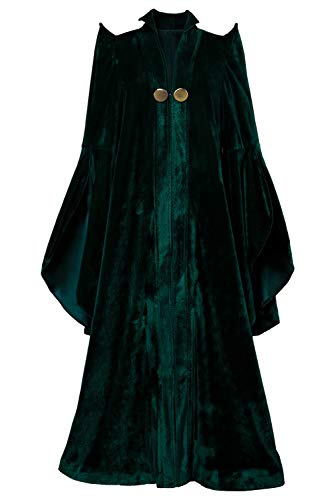 xiemushop Disfraz de película para mujer de Magicien de Halloween profesor McGonagall Cosplay vestido de bruja largo de terciopelo, verde, 3XL