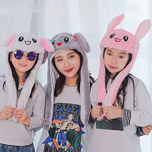 Xinlie Móviles Gorro de Conejo Felpa Animal Oreja Sombrero Sombrero de Conejo Gorro de Oreja de Conejo Peluche Oreja Puede Moverse hacia Arriba y Abajo con Orejas para Regalo De Cumpleaños (Rosado)