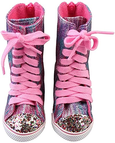 XinYiC Zapatos de muñeca Botas de becerro para muñecas de 18 pulgadas American Girl Doll Our Generation Journey Girl Doll - Botas planas con cordones Accesorios de juguete Decoraciones de muñeca