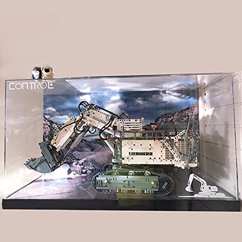 XJJY Mostrar Caja/Caja de acrílico para Lego 42100 Liebherr Excavator Models, Showcase a Prueba de Polvo Compatible con Lego 10265 (sin incluir Modelo Lego)