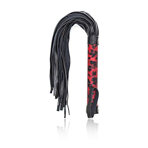 XO-KOX Látigos con Flecos de Leopardo Rojo Negro Juego Juguete Disfraces Fiesta Adultos Mujeres Hombres Cosplay Disfraz Deporte bóńdàgē spànkîng Paquete Pareja Novedad Sexy