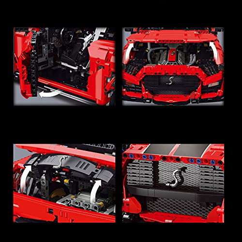 Xshion Bloques de construcción de piezas de montaje de coche para Ford Mustang Shelby GT500, 3386 + Tile Technik coche deportivo, coche de carreras, modelo compatible con la técnica Lego.