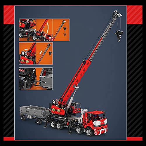 xSuper Technics 2 en 1 RC + APP Crane Truck Kit con 4 motores, 2828 piezas grúa de torre de apilamiento todo terreno, compatible con LEGO Technic