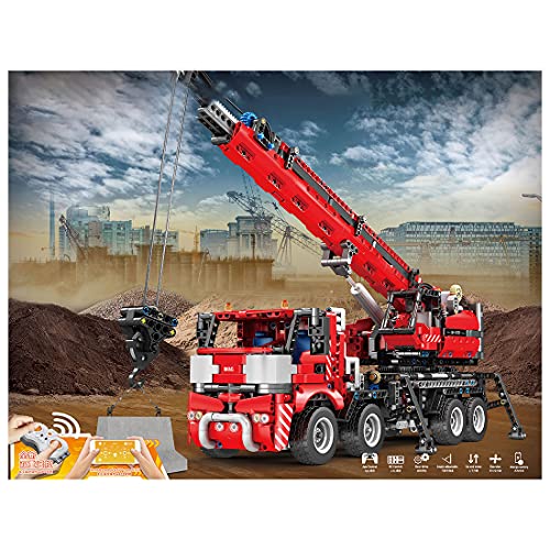 xSuper Technics 2 en 1 RC + APP Crane Truck Kit con 4 motores, 2828 piezas grúa de torre de apilamiento todo terreno, compatible con LEGO Technic