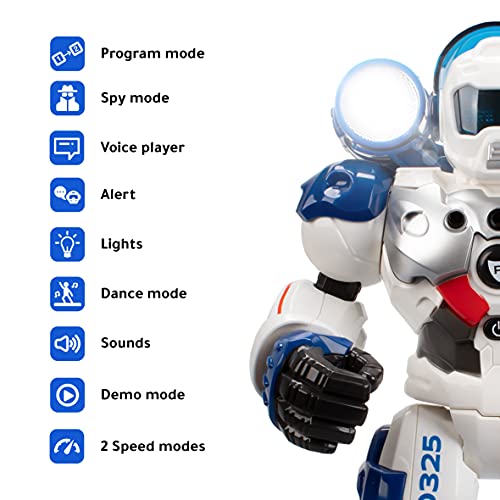 Xtrem Bots - Patrol Policía, Robot Juguete Teledirigido, Robots para Niños, 50 Acciones Programables, Función Espía, Juguetes Robotica 5 Años O Más