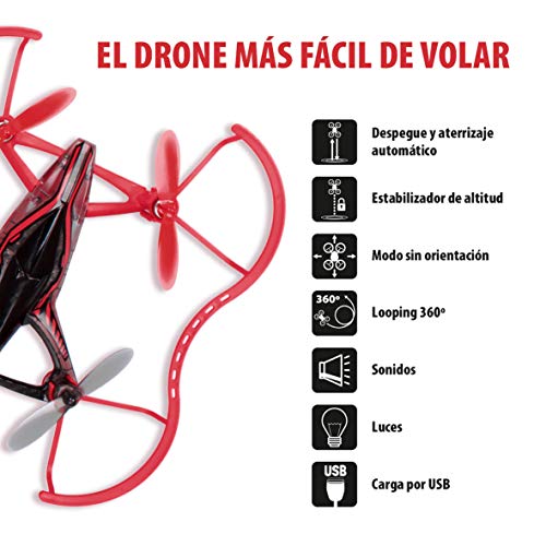 Xtrem Raiders- Easy Mini Carreras para niños, Nano Drone Juguete con Auto looping, Color rojo (XT280806)