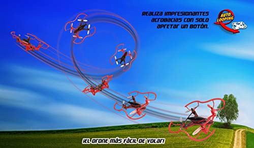 Xtrem Raiders- Easy Mini Carreras para niños, Nano Drone Juguete con Auto looping, Color rojo (XT280806)