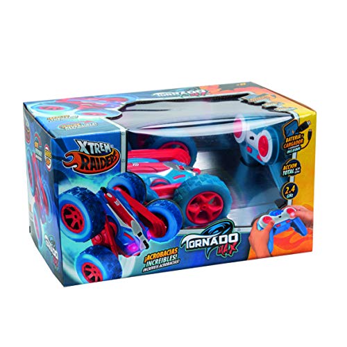 Xtrem Raiders Tornado MAX, Niño Y Niña Reversible, Coches Teledirigidos para Niños, Radio Control RC, Gira 360º, Ruedas Off-Road, Regalos Divertidos, Color Negro/Azul/Rojo (XT180790)