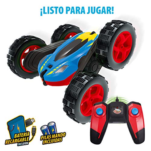 Xtrem Raiders Tornado MAX, Niño Y Niña Reversible, Coches Teledirigidos para Niños, Radio Control RC, Gira 360º, Ruedas Off-Road, Regalos Divertidos, Color Negro/Azul/Rojo (XT180790)