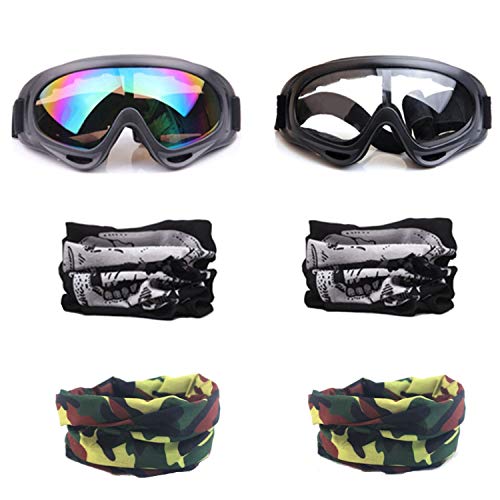 YAAVAAW 2 Piezas Gafas de Protección de Seguridad Y 4 Piezas Máscara Táctica Multifunción Ajustable para Nerf N-Strike Elite Gun Juguete Pistola Juego de Protección Ocular