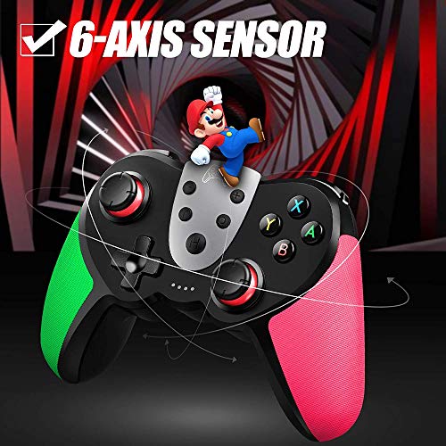 YANZHU Mando Inalámbrico Pro para Nintendo Switch Mando de Interruptor Mando Gamepad con Función NFC Y Despertador de Inicio Compatible con Eje Giroscópico Turbo Y 4 Niveles de Vibración