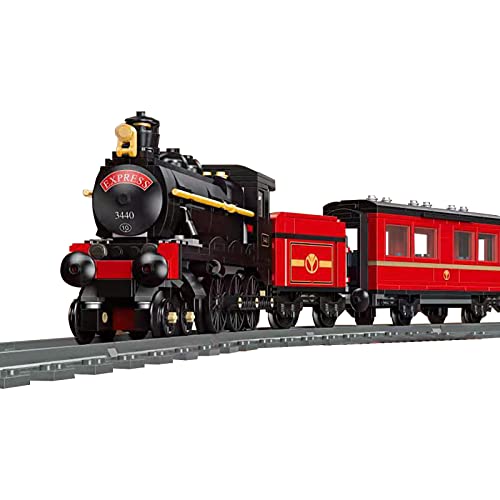 YBLOC Juguetes De Bloques De Construcción Moc De Tren De Vapor con Vía De Tren, Juego De Construcción De Tren De Vapor Retro Compatible con Lego