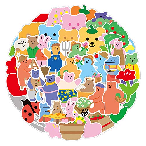 YCYY 50 Korean Versions of Ins Cartoon Cute Bear Doodle Waterproof Sticker Suitcase Notebook Electric Car Helmet Sticker