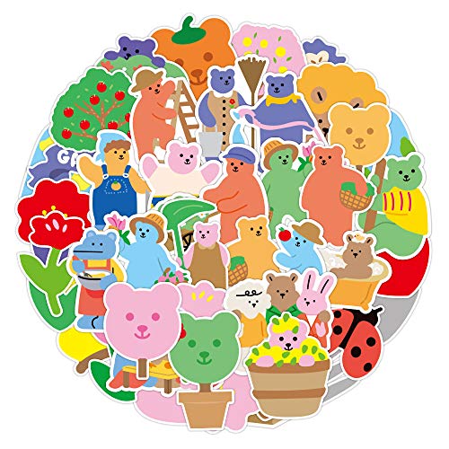 YCYY 50 Korean Versions of Ins Cartoon Cute Bear Doodle Waterproof Sticker Suitcase Notebook Electric Car Helmet Sticker