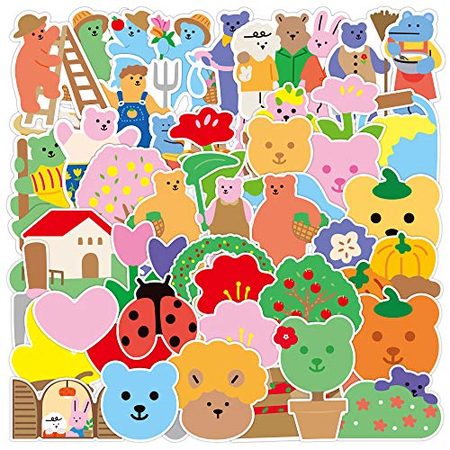 YCYY 50 Korean Versions of Ins Cartoon Cute Bear Doodle Waterproof Sticker Suitcase Notebook Electric Car Helmet Sticker