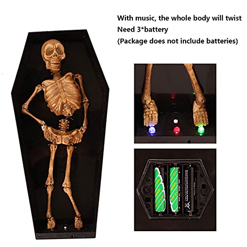 Yenisai Baile Esqueleto-posable de Halloween Esqueleto, Alimentado con Pilas, impulsado por la batería, Fantasma de Horror de Cuerpo Completo Esqueletos móviles Huesos Humanos