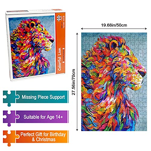 Yetech Puzzle de 1000 Piezas para Adultos,3D Puzzles León de Color,Rompecabezas De Cartón,Obra de Arte de Juego de Rompecabezas para Adultos,Juego de Rompecabezas y Juego Familiar(70x50cm)