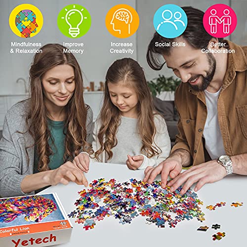 Yetech Puzzle de 1000 Piezas para Adultos,3D Puzzles León de Color,Rompecabezas De Cartón,Obra de Arte de Juego de Rompecabezas para Adultos,Juego de Rompecabezas y Juego Familiar(70x50cm)