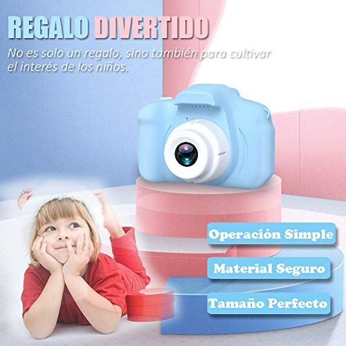 Yicente Cámara Infantil para Niños 1080P HD Cámara Juguete para Niños Selfie Foto Video Cámara Infantil con Tarjeta TF 32GB Video Cámara Digital Regalos para Niños Cámara para Niños Recargable