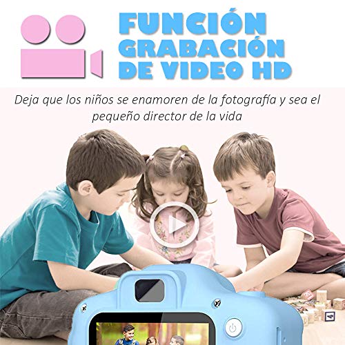 Yicente Cámara Infantil para Niños 1080P HD Cámara Juguete para Niños Selfie Foto Video Cámara Infantil con Tarjeta TF 32GB Video Cámara Digital Regalos para Niños Cámara para Niños Recargable