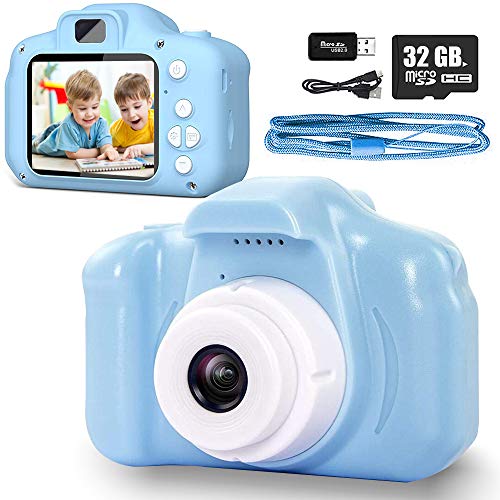 Yicente Cámara Infantil para Niños 1080P HD Cámara Juguete para Niños Selfie Foto Video Cámara Infantil con Tarjeta TF 32GB Video Cámara Digital Regalos para Niños Cámara para Niños Recargable