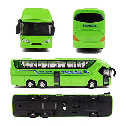 YIJIAOYUN 21cm aleación Diecast vehículos de Juguete Molde con Luces y música / 1:50 Escala Pull-Back Motor Coach Autobús