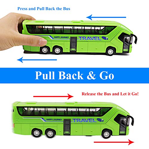 YIJIAOYUN 21cm aleación Diecast vehículos de Juguete Molde con Luces y música / 1:50 Escala Pull-Back Motor Coach Autobús