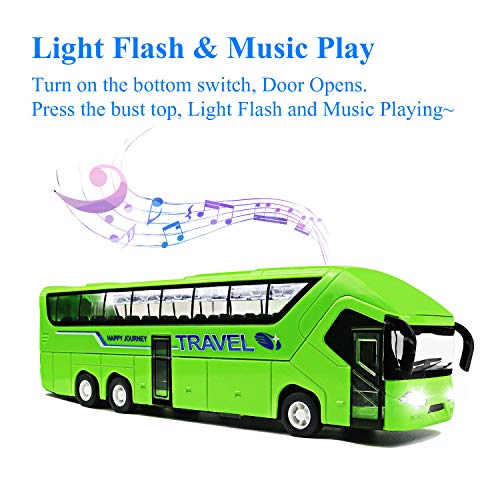 YIJIAOYUN 21cm aleación Diecast vehículos de Juguete Molde con Luces y música / 1:50 Escala Pull-Back Motor Coach Autobús