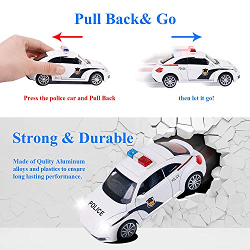 YIJIAOYUN Friction Powered Police Car 1:32 Vehículo de Juguete para niños con Luces Intermitentes y Sonido