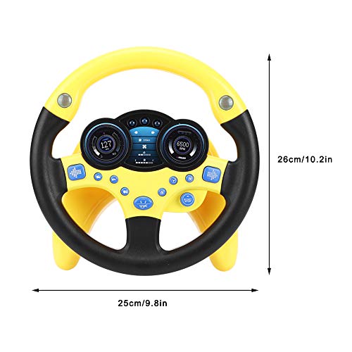 Yinuoday Volante de Juguete con Luces Música Coches Conducción Simulada para Niños Pequeños Juego de Simulación Portátil Adsorción de Juguete Volante para Niños Niños Y Niñas