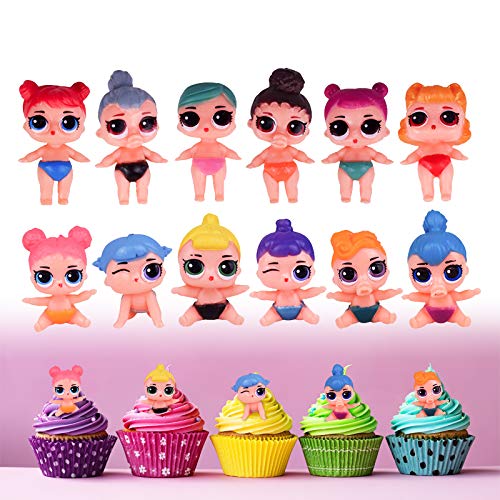 Yisscen Acción Juguetes Modelo Muñecas Mini Muñeca de LOL Niños Mini Juguetes Decoraciones Pastel Suministros de Decoración Tartas Cake Topper 12 Piezas