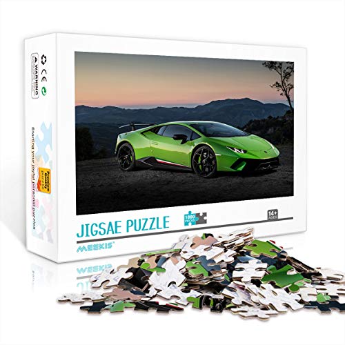 YITUOMO 1000 Piezas Rompecabezas para Adultos Juegos de Rompecabezas Coche Deportivo Lamborghini Verde Rompecabezas clásico Juego de Rompecabezas desafiante, Gran opción de Regalo 38x26cm