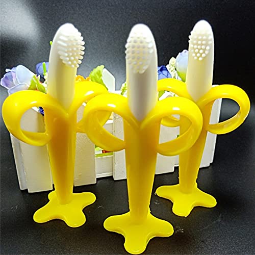 Yixikejiyouxian Mordedor de plátano Juguete mordedor bebé Palo Molar bebé Leche Molar Cepillo de Dientes mordedor Silicona mordedor Seguro Cepillo de Dientes Molar - Amarillo