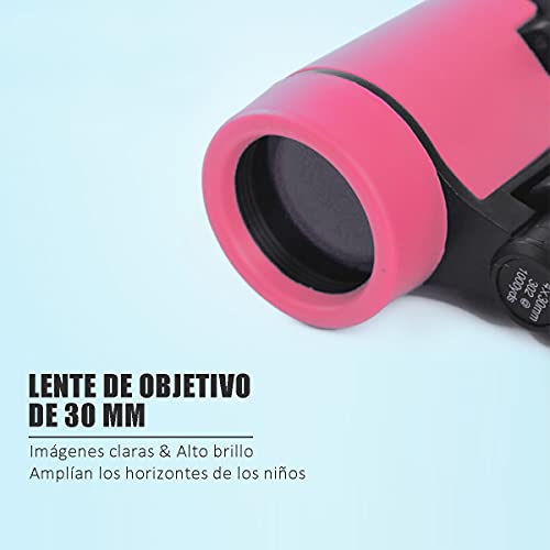 YiYunTE Binoculares para Niños Mini Prismáticos Compactos a Prueba de Golpes para Niños Alta Resolución Observación de Aves Excursiones Caza Aprendizaje Senderismo Juguetes Regalos para Niños (Rosa)