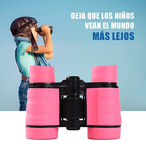 YiYunTE Binoculares para Niños Mini Prismáticos Compactos a Prueba de Golpes para Niños Alta Resolución Observación de Aves Excursiones Caza Aprendizaje Senderismo Juguetes Regalos para Niños (Rosa)