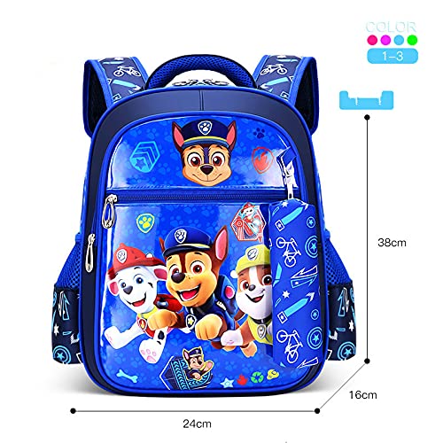 YKKJ Mochila Paw Patrol Niño, mochila para niños de dibujos animados impresos en 3D para niños en edad preescolar, jardín de infantes y escuela primaria. (Azul